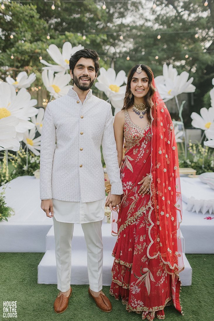A couple celebrating together at a wedding venue